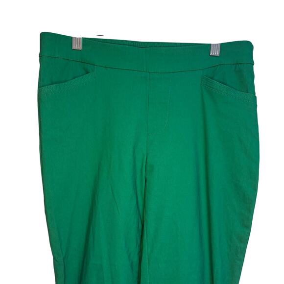 Roz & Ali Kelly Green Stretchy Pull On Pant SZ 4 Rhinestone Bow Ankle Details - Picture 2 of 13